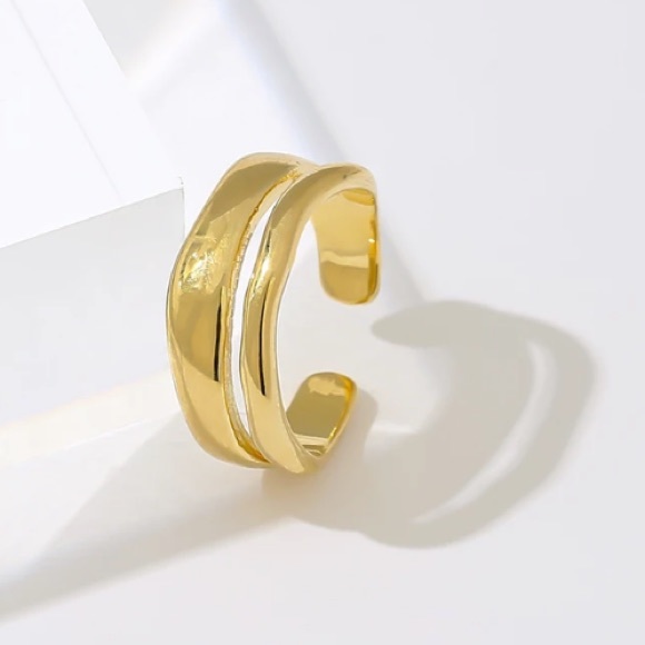 💛18K gold plated layered open ring - Picture 2 of 6